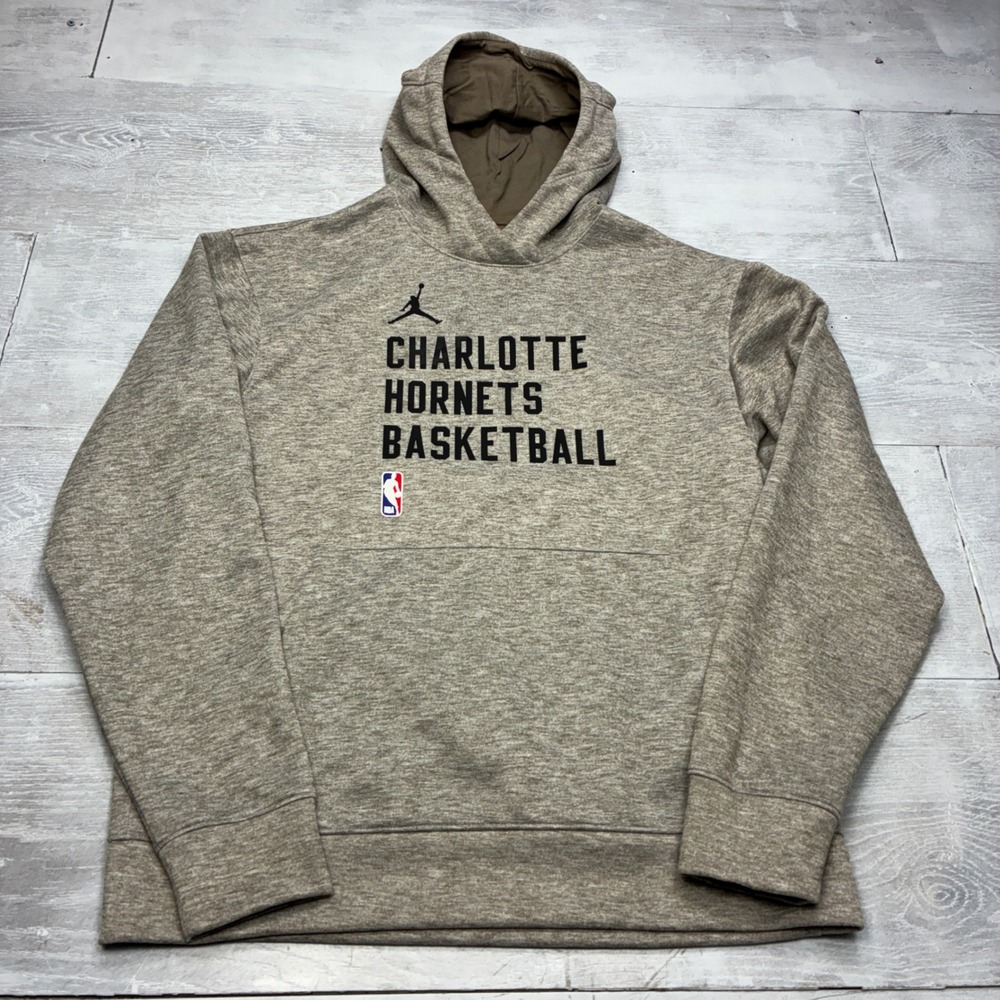 Jordan Charlotte Hornets NBA Hoodie Mens M Brown Dri-FIT Spotlight Engineered